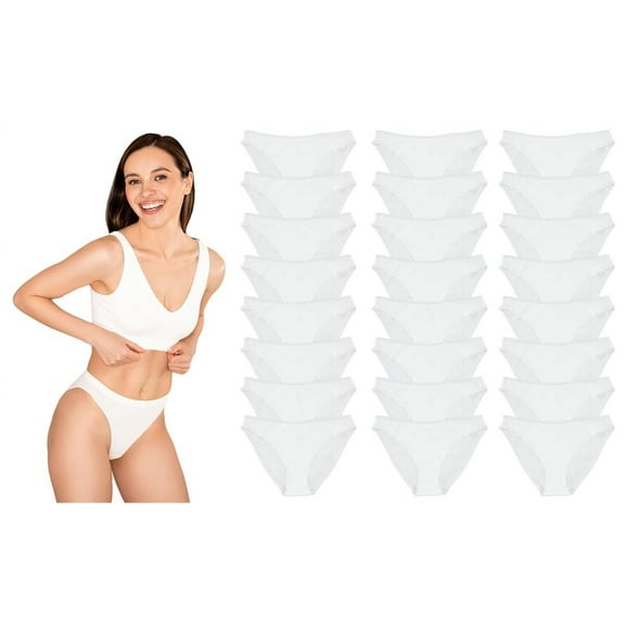 SOCKS'NBULK 24 Pack of Womens Underwear Panties in Bulk, Wholesale Ladies Brief Underpants, Homeless Charity Donation Multipacks (White, Large)