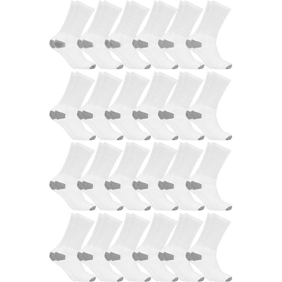 SOCKS'NBULK 24 Pairs Mens Lightweight Cotton Crew Socks Bulk, Homeless Donation Cheap, Wholesale Socks