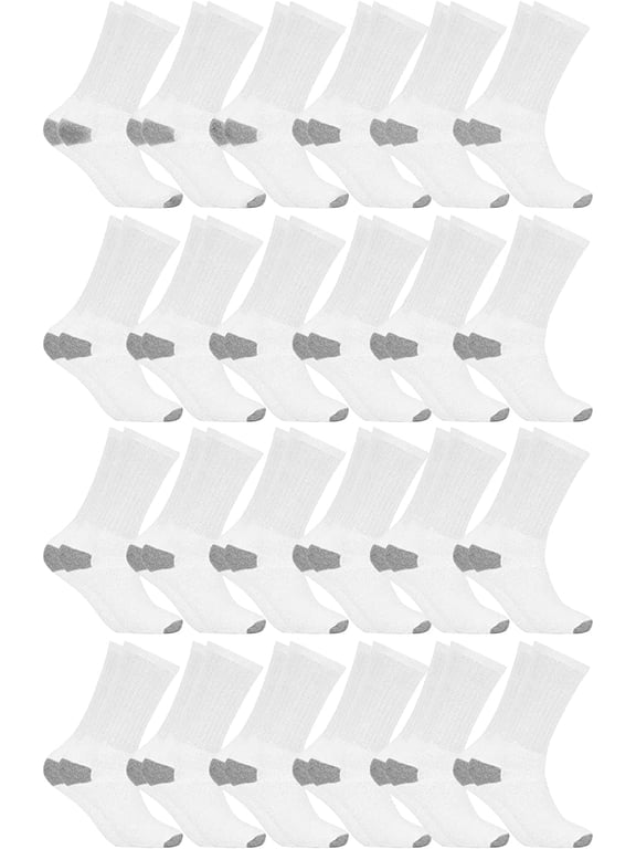 24 Pairs Mens Lightweight Cotton Crew Socks Bulk, Homeless Donation Cheap, Wholesale Socks