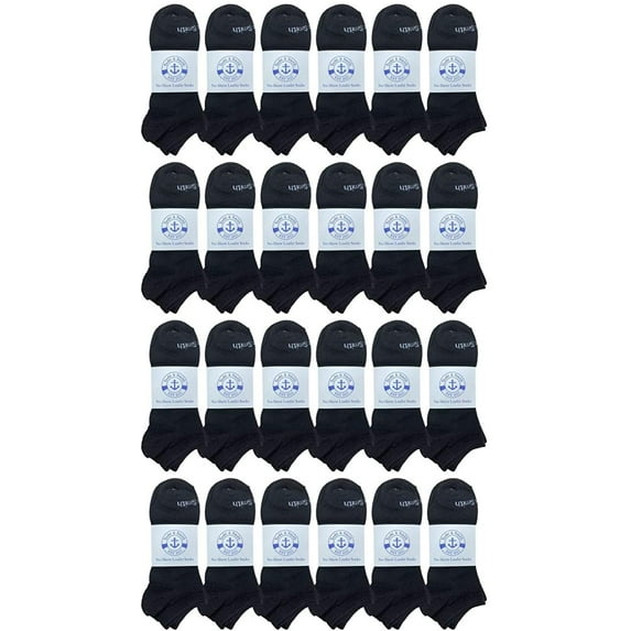 SOCKS'NBULK 24 Pairs of Low Cut Ankle Socks for Big Kids, Boys Girls, Bulk Pack Sock Size 6-8