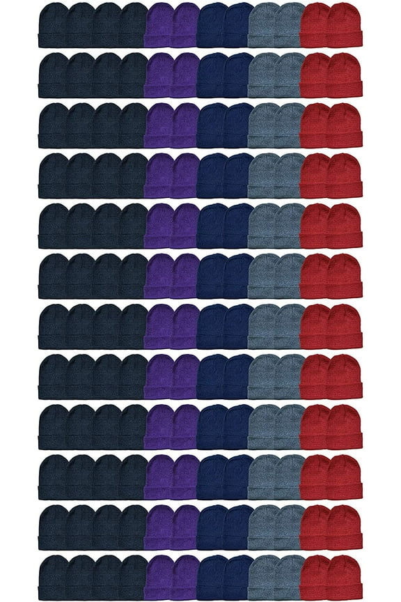 240 Pack of SOCKS'NBULK Wholesale Beanies Or Gloves, Bulk Thermal Winter Hat Or Glove (Assorted Solid Beanies)