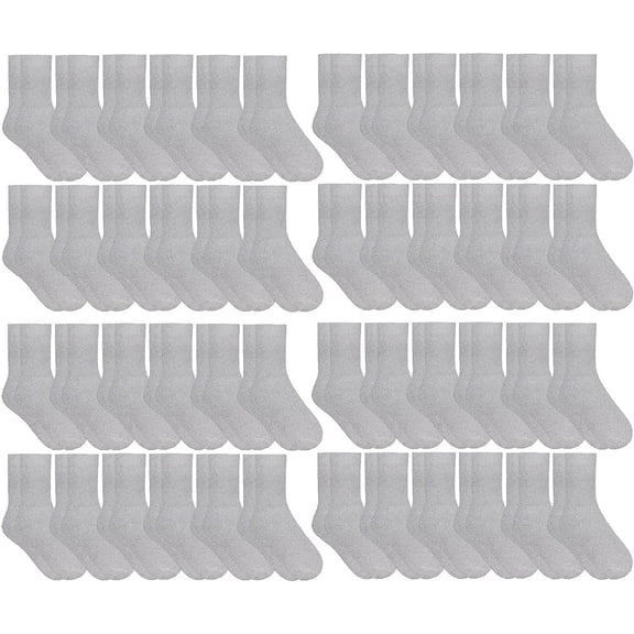 SOCKS’NBULK 240 Pair Bulk Wholesale Crew Socks, Men Women Children, Cotton Basic Wear (Kids 6-8, Gray)