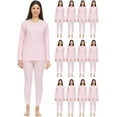 thumbnail image 1 of SOCKS'NBULK 2pc Thermal Sets for Woman, Base Layer Long Johns Underwear, Top & Bottom, Cotton, Solid Colors 12pk, 18pack, 1 of 5