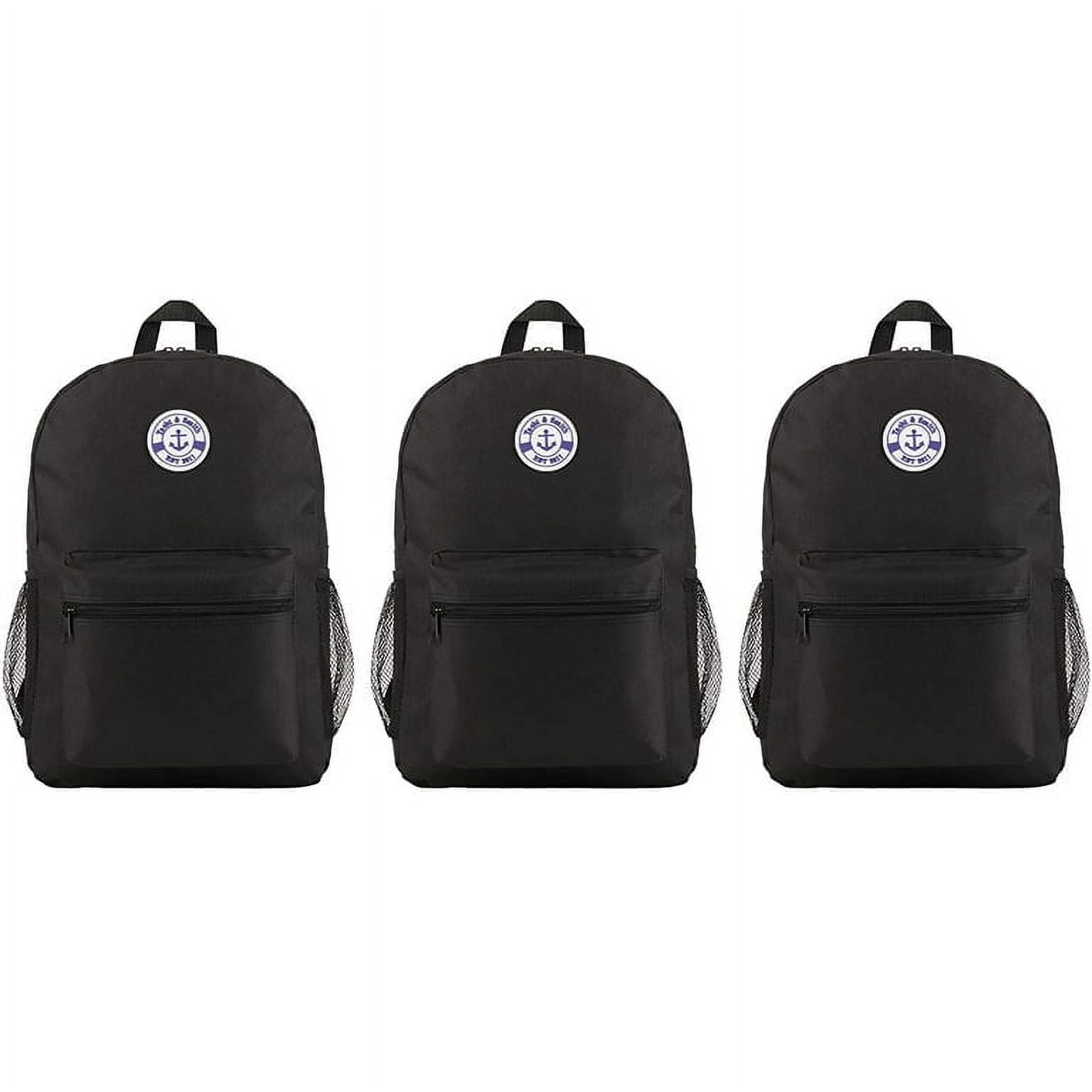 SOCKS NBULK 3 Pack 17 Inch Wholesale Backpacks for Kids Children s Bookbags Water Resistant Knapsacks For School or Camp 3 Pack Black Walmart