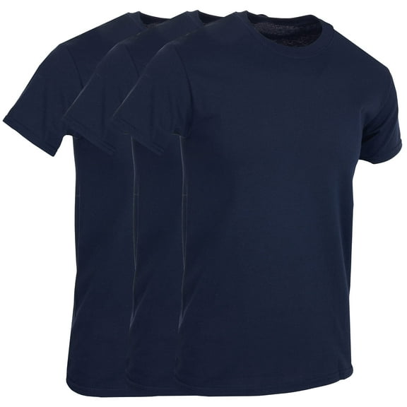 SOCKS'NBULK 3 Pack Men's Solid Colors Cotton T-Shirts Short Sleeve Lightweight Tees, Bulk (Medium, Navy Blue)