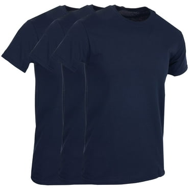 SOCKS'NBULK 3 Pack Men's Solid Colors Cotton T-Shirts Short Sleeve Lightweight Tees, Bulk (Medium, Navy Blue)