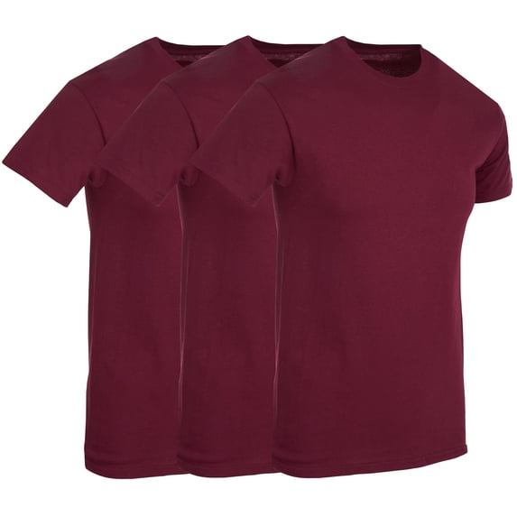 SOCKS'NBULK 3 Pack Men's Solid Colors Cotton T-Shirts Short Sleeve Lightweight Tees, Bulk (X-Large, Maroon, x_l)