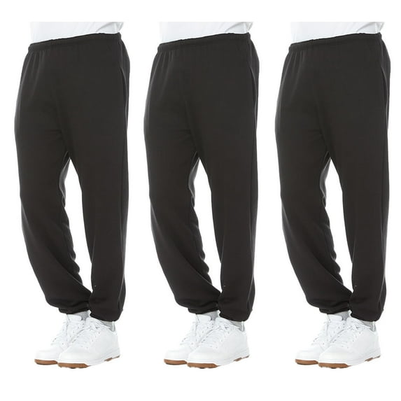 SOCKS'NBULK 3 Pack of Mens Jogger Bulk Sweatpants, Black Navy Gray, Comfy Lounge Joggers for Men