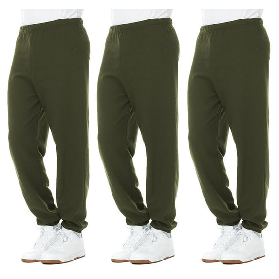 SOCKS'NBULK 3 Pack of Mens Jogger Bulk Sweatpants, Green, Comfy Lounge Joggers for Men Size (Small)