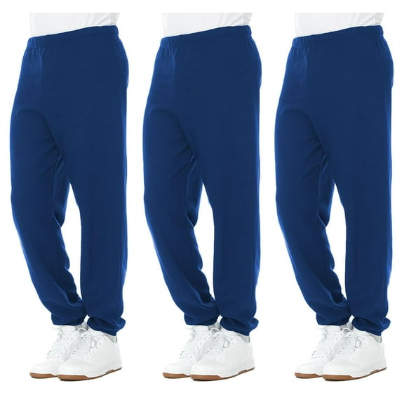 SOCKS'NBULK 3 Pack of Mens Jogger Bulk Sweatpants, Royal Blue, Comfy Lounge Joggers for Men