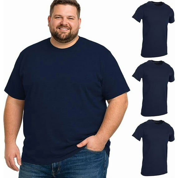 SOCKS'NBULK 3 Pack of Mens Plus Size Tees Sizes Big & Tall Cotton Tshirt in Navy Color of T-Shirts 6X-Large