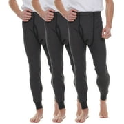 SOCKS'NBULK 3 PackThermal Pants for Men, Long Johns Mens Underwear Bulk Wholesale, Cotton, Solid Colors, Shelter Donations X-Large Black