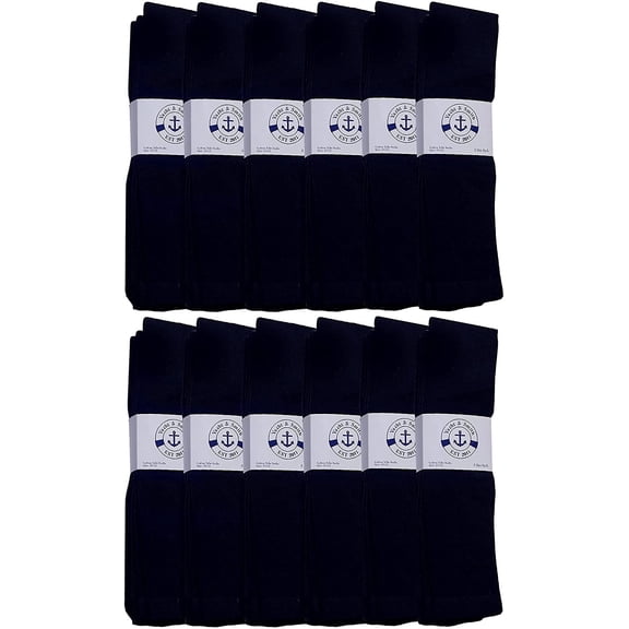 SOCKS'NBULK 30 Inch Wholesale Men's Long Tube Socks, Cotton Sport Tube Socks Size 10-13 (Navy Blue, 36)