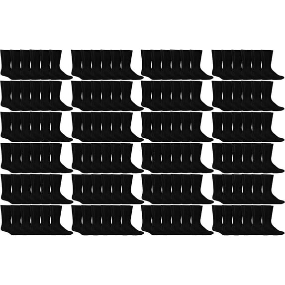 SOCKS'NBULK 300 Pairs Mens Cotton Crew Socks for Homeless Shelter Donations, Cheap, Wholesale Bulk, Case Pack (300 Pairs Mens Black Crew, one_size)