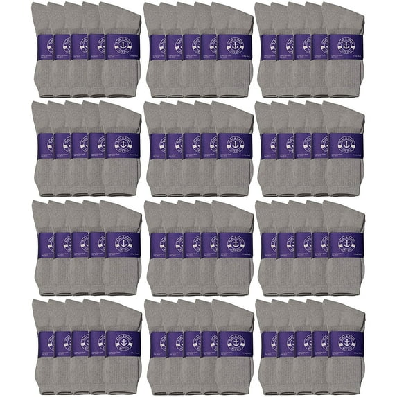 SOCKS'NBULK 300 Pairs Mens Cotton Crew Socks for Homeless Shelter Donations, Cheap, Wholesale Bulk, Case Pack (300 Pairs Mens Gray Crew, one_size)