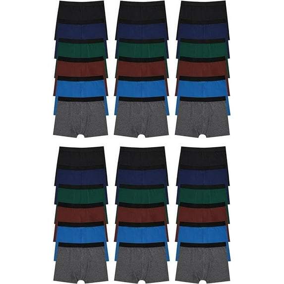 SOCKS'NBULK 36 Pack Of Mens 100% Cotton Boxer Briefs Underwear, Great for Homeless Shelters Donations, Bulk, Assorted Colors (Small, Assorted Bright Color)