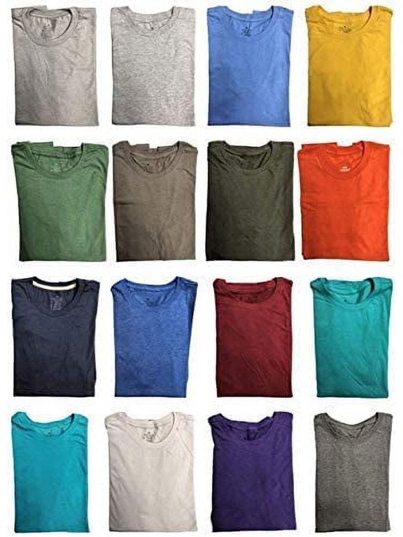 36 Pack Mens Cotton Short Sleeve Lightweight T-Shirts, Bulk Crew Tees for Guys, Mixed Bright Colors Bulk Pack, 2X-Large