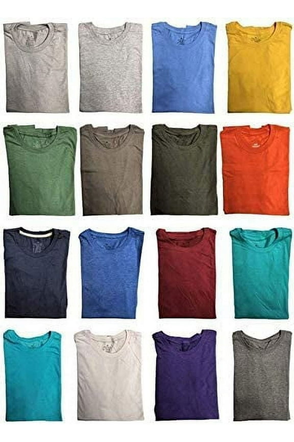 36 Pack Mens Cotton Short Sleeve Lightweight T-Shirts, Bulk Crew Tees for Guys, Mixed Bright Colors Bulk Pack, 2X-Large