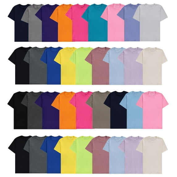 SOCKS'NBULK 36 Pack Mens Cotton T-Shirts Crew Neck Short Sleeve Tees Mix Colors