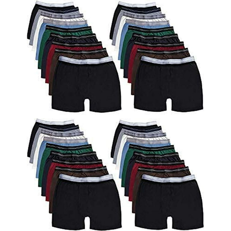 SOCKS'NBULK 36 Pack Of Mens 100% Cotton Boxer Briefs Underwear, Great for  Homeless Shelters Donations, Bulk, Assorted Colors (Medium)