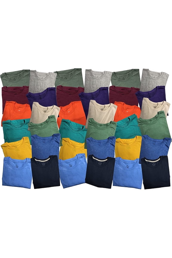 36 Pack of Mens Irregular Plus Size Tshirts, Big & Tall, Bulk Tees, Wholesale Colorful Packs Charity Donation