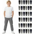 thumbnail image 1 of SOCKS'NBULK 36 Pack of Wholesale Childrens Unisex Jogger Bulk Sweatpants, Black Navy Gray, Comfy Lounge Joggers for Kids, 1 of 5
