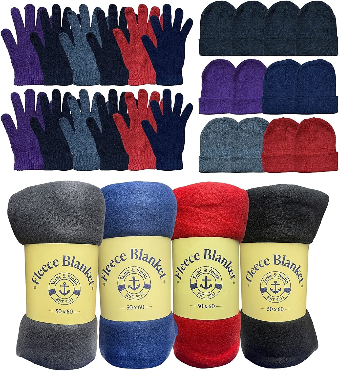 SOCKS'NBULK 36 Pieces of Winter Kit of Fleece Blankets, Winter Adult