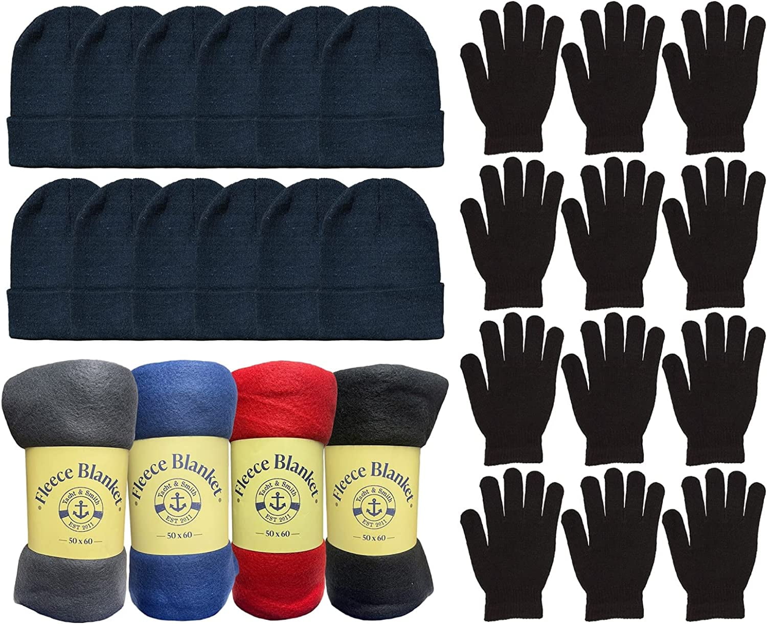 SOCKS'NBULK 36 Pieces of Winter Kit of Fleece Blankets, Winter Adult