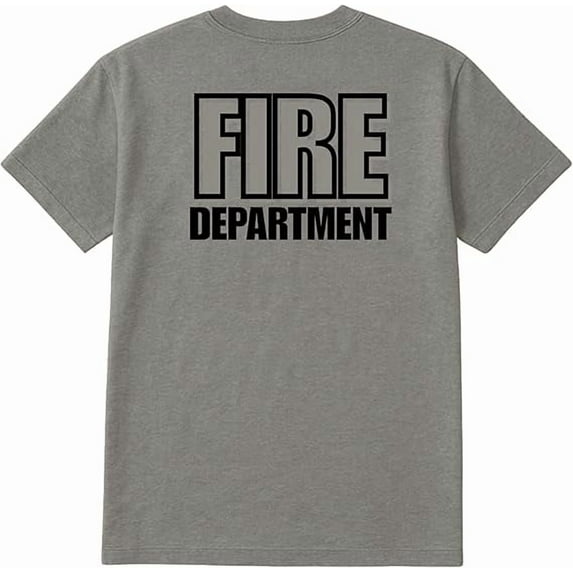 SOCKS'NBULK 48-Pack Gray Fire Dept. T-Shirt Size M – Cotton Blend Printed in USA for Firefighters & Crew
