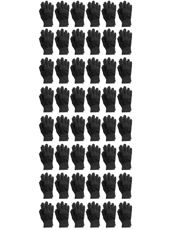 48 Pack Men's & Women's Warm, Stretchy Thermal Winter Gloves Bulk Wholesale (Mens Assorted)
