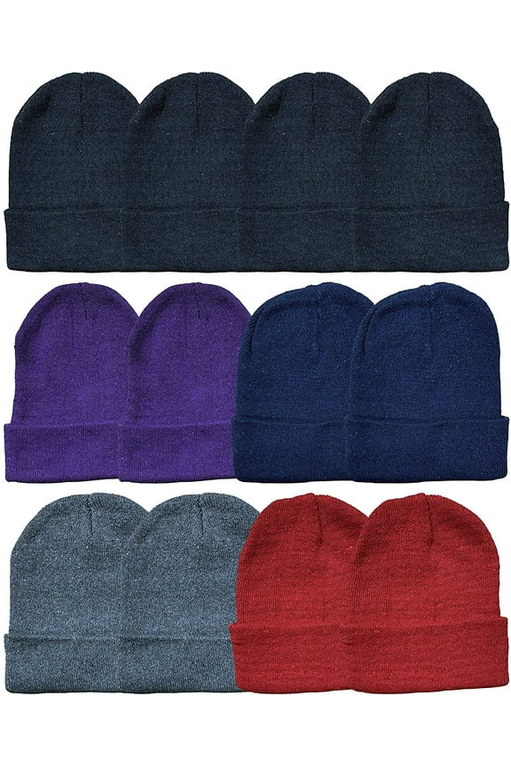 48 Pack of Wholesale Beanies Or Gloves, Unisex Bulk Thermal Winter Hat Or Glove (Assorted Solid Beanies)