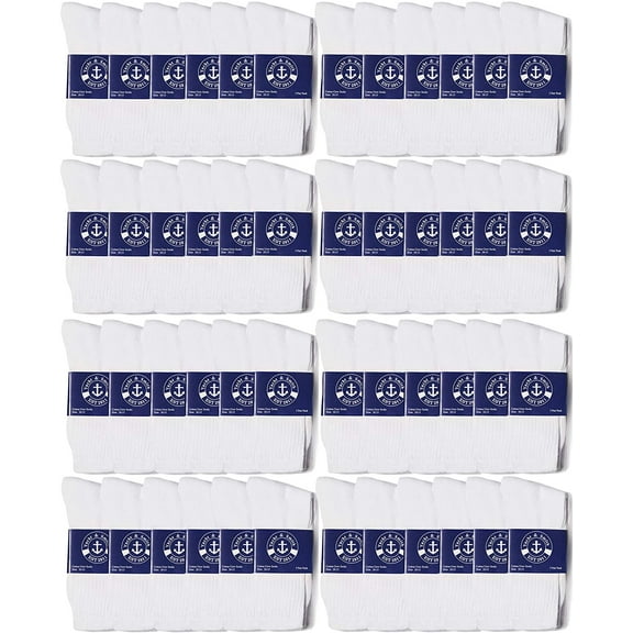 SOCKS'NBULK 48 Pair Pack of Mens Lightweight Cotton Crew Socks Bulk, Homeless Donation Cheap, Wholesale Sock, 10-13