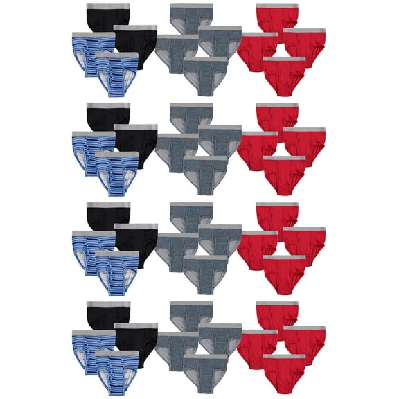 SOCKS'NBULK 48 Pieces of Boys Cotton Underwear Briefs, White Underpants Children, Assorted Sizes S-XL, Charity Donation