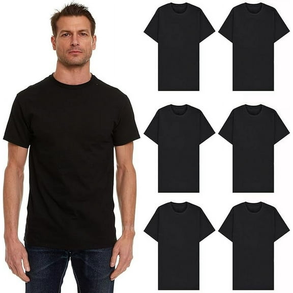 SOCKS'NBULK 6 Pack Men's Cotton T-Shirt Bulk Packs, Big Tall Short Sleeve Lightweight Tees for Men