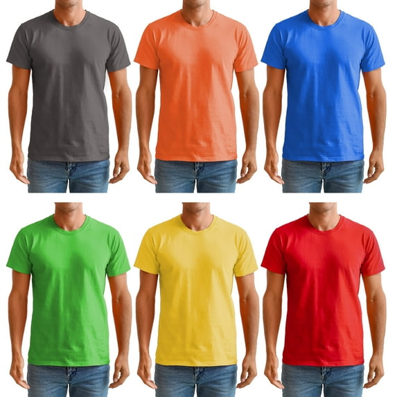 SOCKS'NBULK 6 Pack Men’s Cotton T-Shirt Bulk Packs, Big Tall Short Sleeve Lightweight Tees for Men