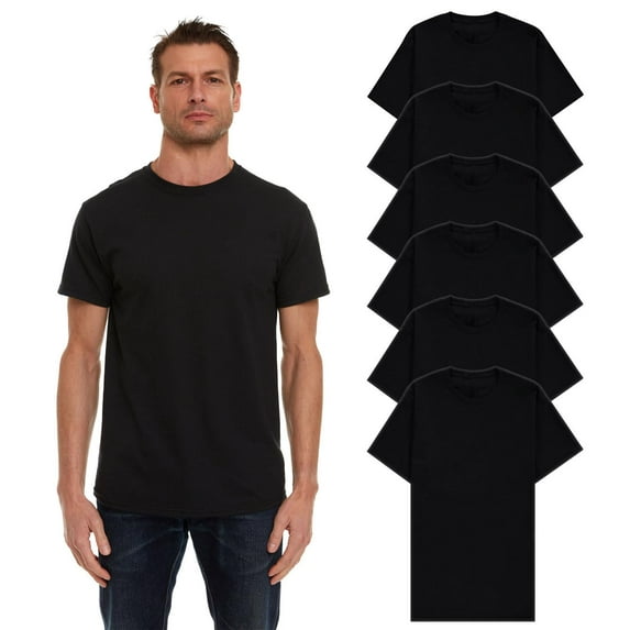 SOCKS'NBULK 6 Pack Men's Solid Colors Cotton T-Shirts Short Sleeve Lightweight Tees, Bulk (Black, XX-Large, xx_l)