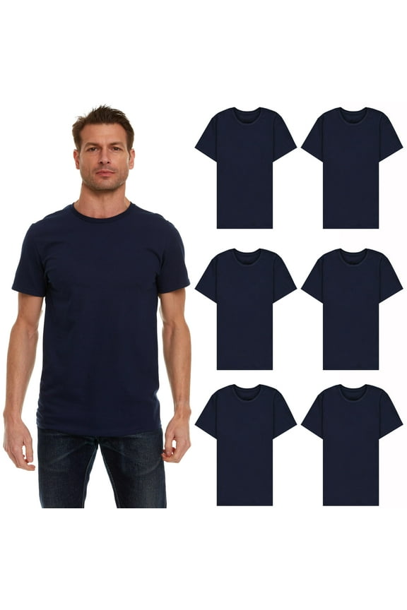 6 Pack Men's Solid Colors Cotton T-Shirts Short Sleeve Lightweight Tees, Bulk