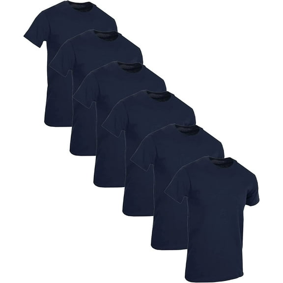 SOCKS'NBULK 6 Pack Mens Cotton Crew Neck Short Sleeve Casual T-Shirts Navy Blue Lightweight Bulk (Navy Blue, 6X-Large)