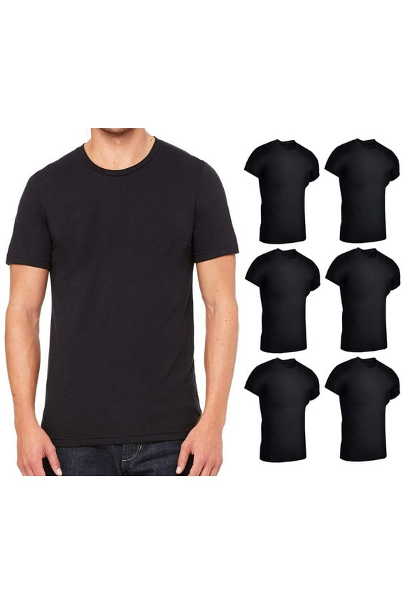 6 Pack Mens Cotton Short Sleeve Lightweight T-Shirts, Bulk Crew Tees for Guys, Black Colors Bulk Pack (5X-Large)