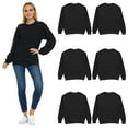 thumbnail image 1 of SOCKS'NBULK 6 Pack Women’s Oversized Crew Neck Sweatshirt, Fleece Lined, Bulk Wholesale Sweatshirts for Charities & Events (Black, Small), 1 of 7