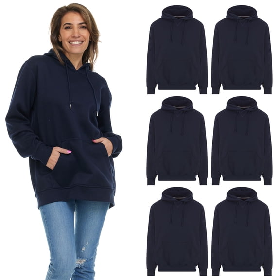 SOCKS'NBULK 6 Pack Womens Hoodie Oversized Sweatshirts, Cotton Blend, Bulk Adults Hoodies Sweatshirt