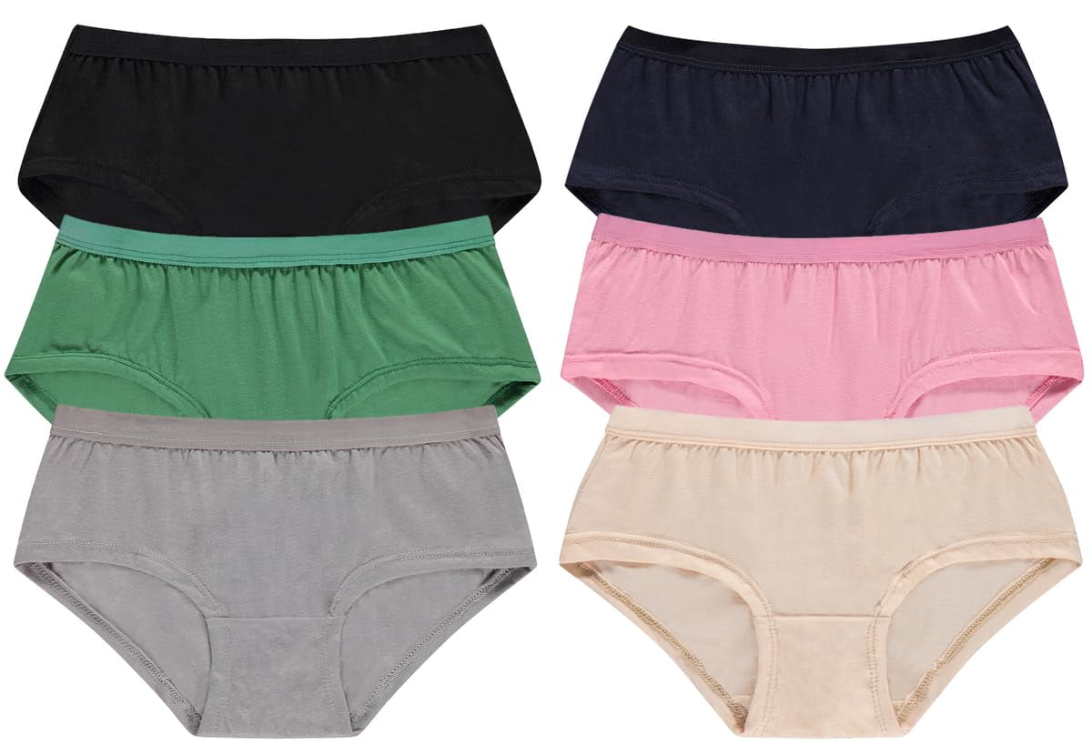 SOCKS'NBULK 6 Pack of Womens 95% Cotton Panties Soft Underwear Panty Briefs  in Bulk, Size Small