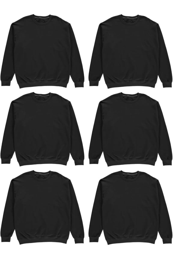 6 Packs Of Mens Crewneck Sweatshirts in Bulk, Cotton, Wholesale Screenprinting Sweat Shirts For Men, Layer Shirt