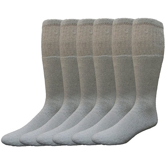 SOCKS'NBULK 6 Pair Men's Extra Long Tube Gray Socks, Sock Size 11-16