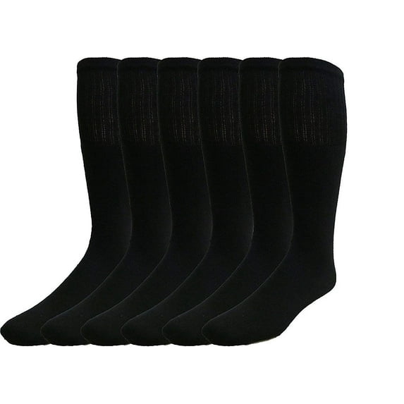 Yacht & Smith 6 Pair Men's Extra Long Tube Gray Socks, Sock Size 11-16