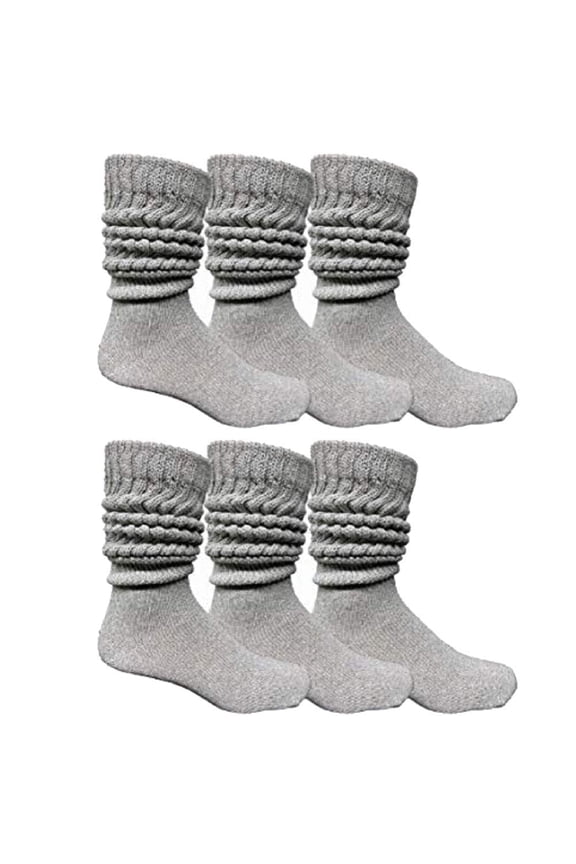 6 Pairs Men's Cotton Extra Heavy Slouch Socks, Thick Boot Sock for Men