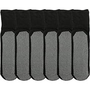 SOCKS'NBULK 6 Pairs Of Loose Fit Gripper Bottom Diabetic Non-Skid Slipper Black Socks, Grippy Hospital Sock, Wholesale Bulk (6 Pairs Men Gripper Socks, One Size)