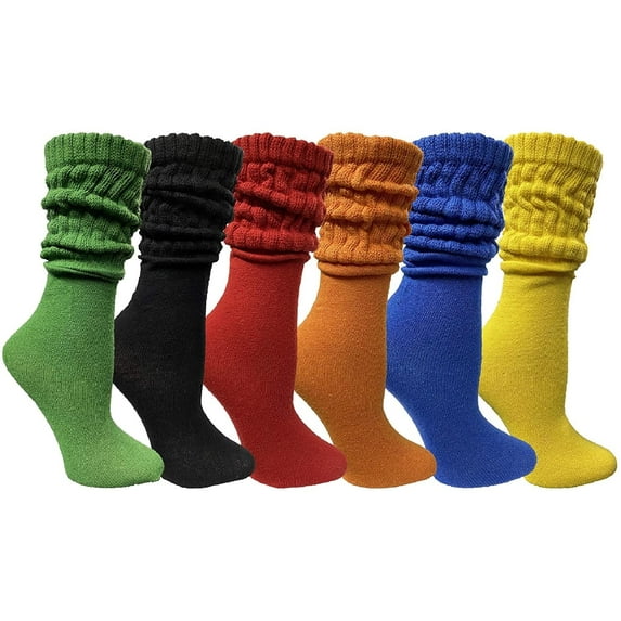 SOCKS'NBULK 6 Pairs Women's Scrunched Slouch Socks, Cotton Boot Socks Bulk Pack