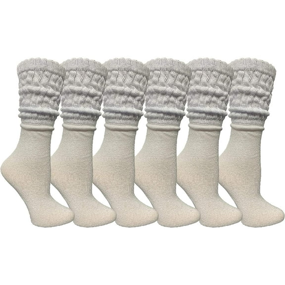 SOCKS'NBULK 6 Pairs Women's Scrunched Slouch Socks, Cotton Boot Socks Bulk Pack