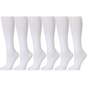 SOCKS'NBULK 6 Pairs of Women's Cotton Knee High Socks, Solid Colors Stylish Boot Sock, White